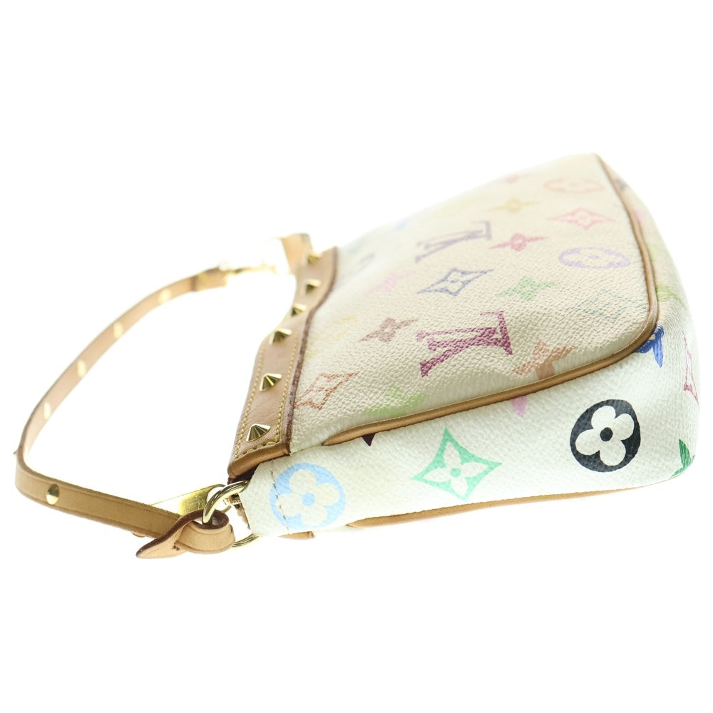 LOUIS VUITTON(ルイヴィトン) ポシェットアクセソワール モノグラムマルチカラー アクセサリーポーチ ハンドバッグ ゴールド金具 ホワイト M92649