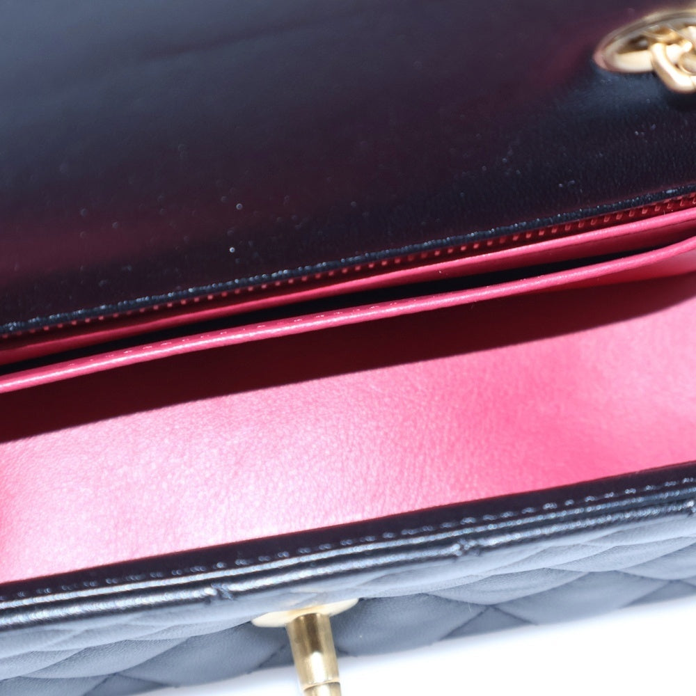 CHANEL(シャネル) ミニマトラッセ20 シングルフラップ シングルチェーン ショルダーバッグ ブラック ラムスキン ゴールド金具