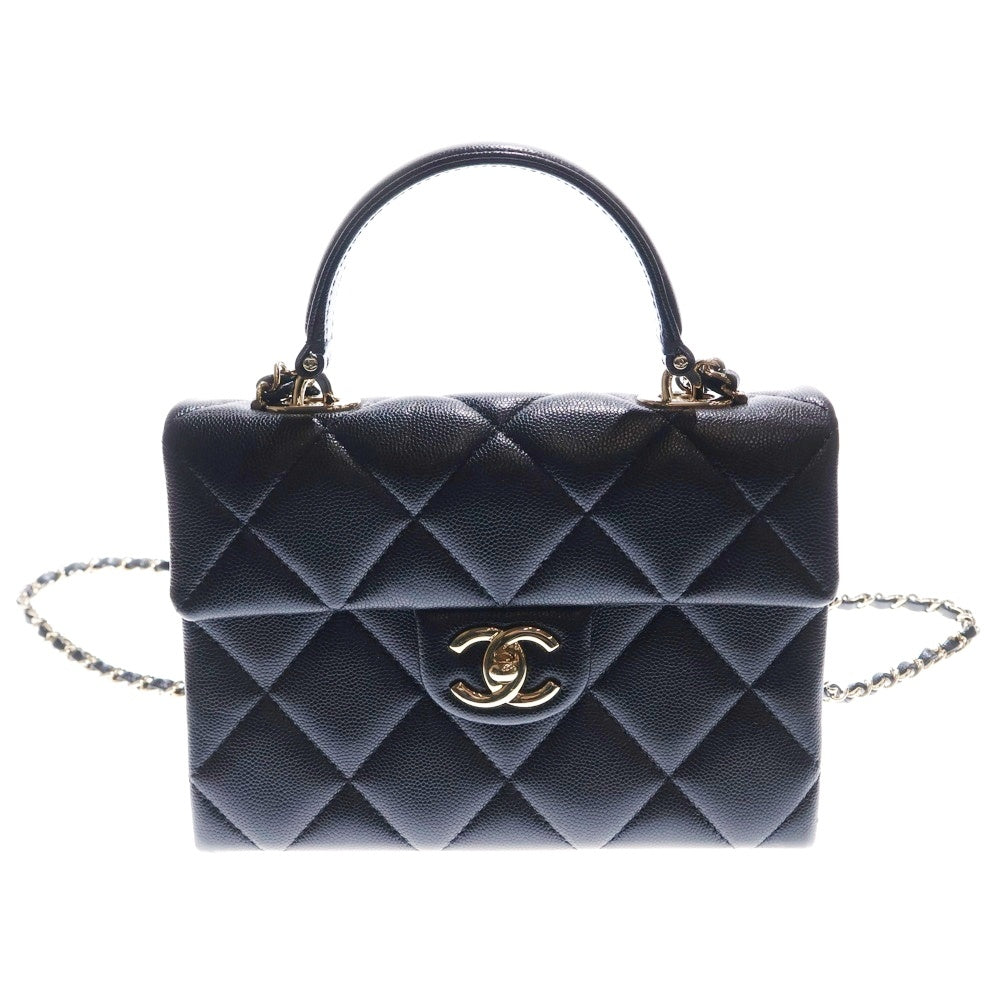 CHANEL(シャネル) トップハンドル 2WAY ハンドバッグ ショルダーバッグ ブラック キャビアスキン ゴールド金具 AS4711