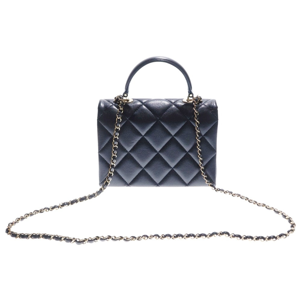 CHANEL(シャネル) トップハンドル 2WAY ハンドバッグ ショルダーバッグ ブラック キャビアスキン ゴールド金具 AS4711