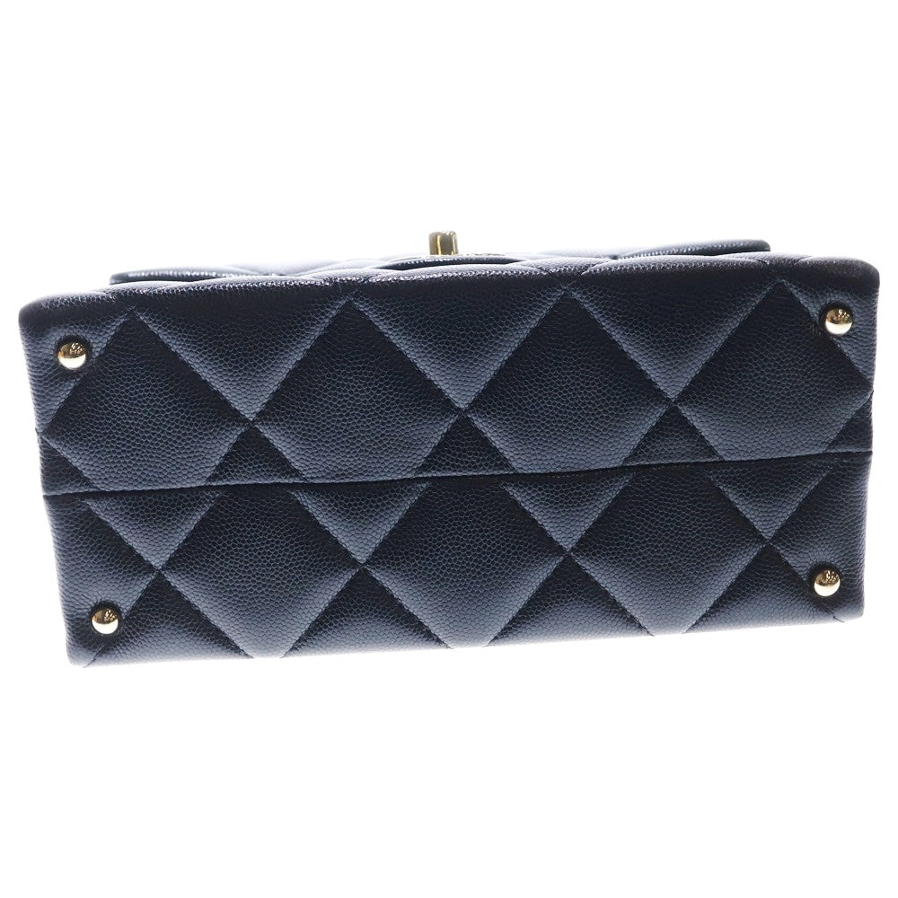 CHANEL(シャネル) トップハンドル 2WAY ハンドバッグ ショルダーバッグ ブラック キャビアスキン ゴールド金具 AS4711