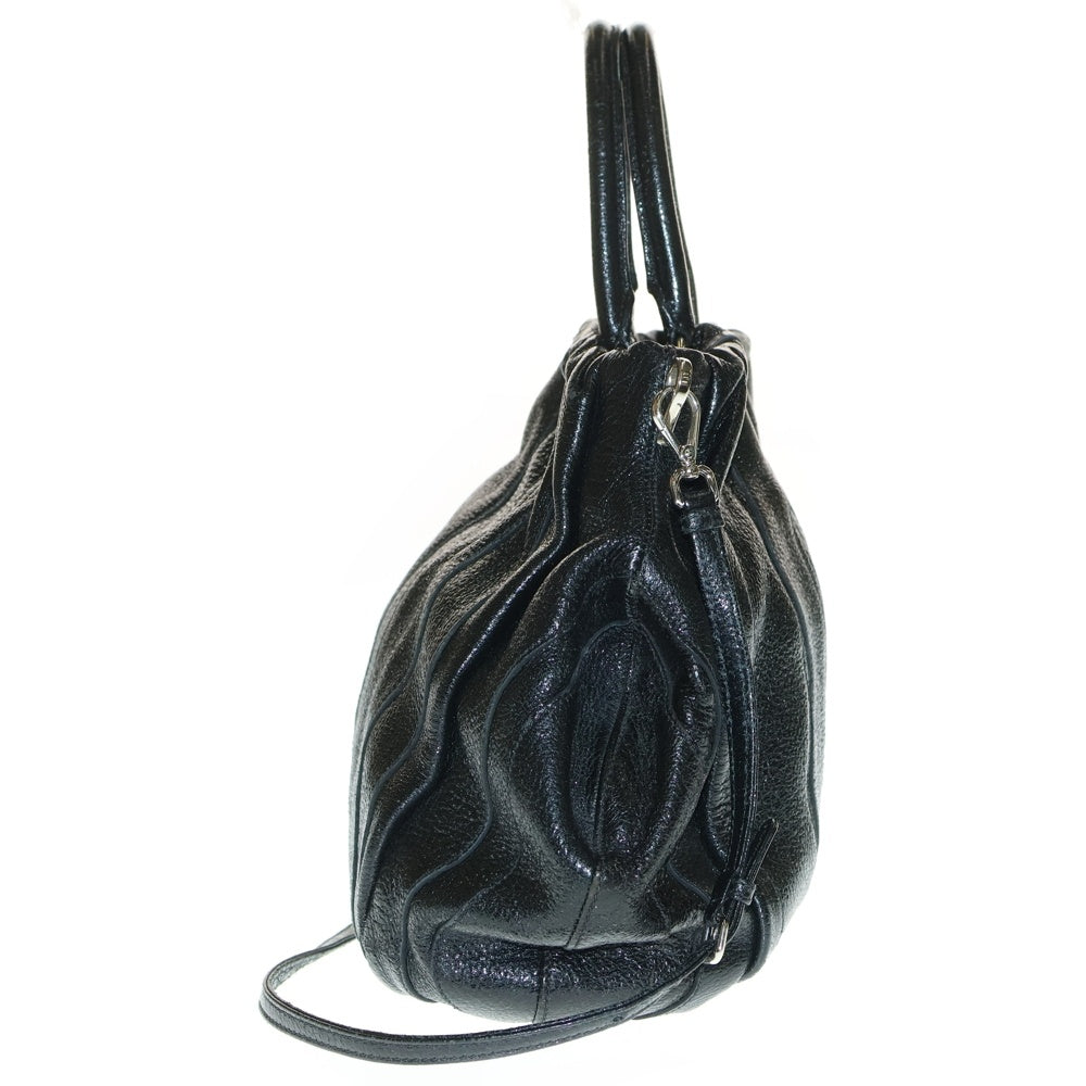 PRADA(プラダ) トライアングルロゴ 2WAYショルダーバッグ ハンドバッグ ブラック レザー BN1687 シルバー金具