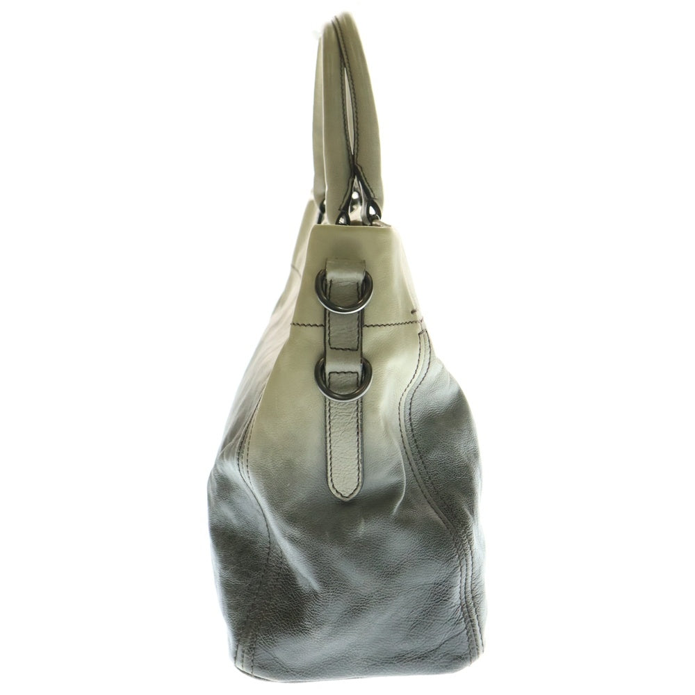 PRADA(プラダ) グラデーショントートバッグ ハンドバッグ トートバッグ アイボリー×ブラック レザー ブラック金具