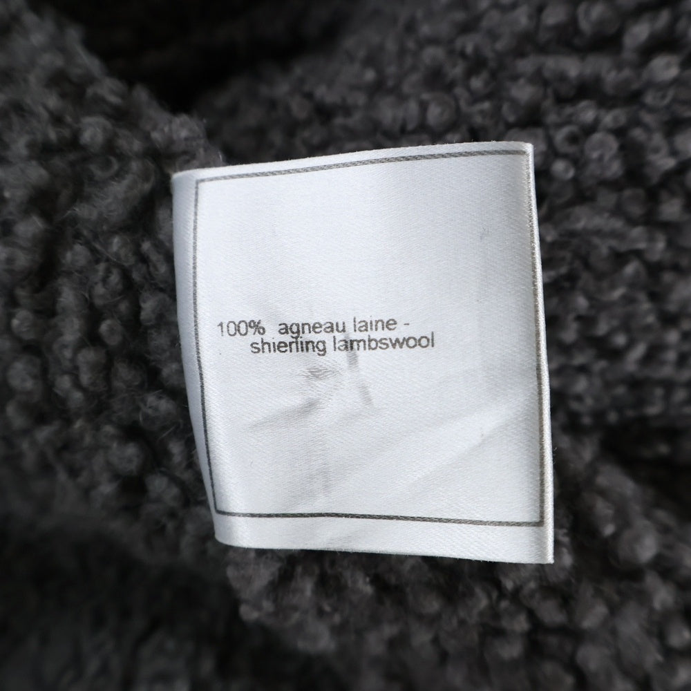 CHANEL(シャネル) 00AW ラムスキン シアリング ムートン レザー シェルボタン ボアライニング ロング コート グレー/ベージュ レディース P16552V00830