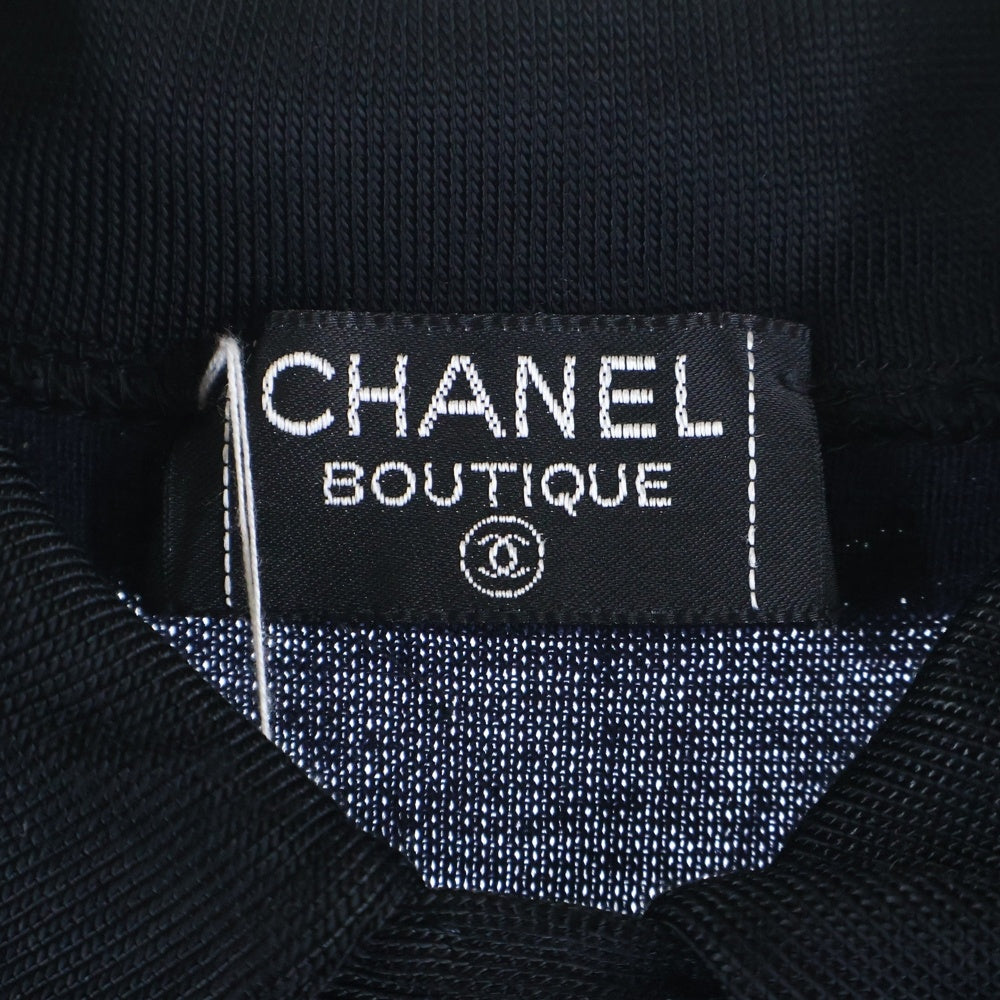 CHANEL(シャネル) ココマークボタン シルク混 マルチポケット ニット ワンピース ドレス ネイビー レディース