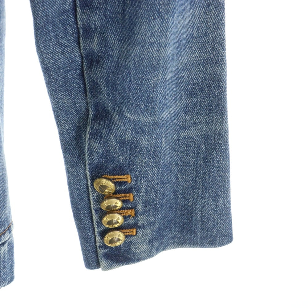 POLO RALPH LAUREN(ポロラルフローレン) エンブレム ワッペンロゴ デニム ダブルブレスト ピークドラペル テーラードジャケット インディゴ 211642993001