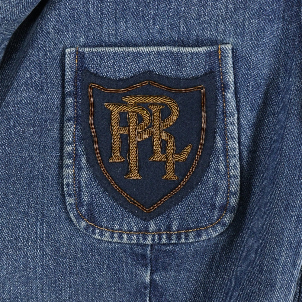 POLO RALPH LAUREN(ポロラルフローレン) エンブレム ワッペンロゴ デニム ダブルブレスト ピークドラペル テーラードジャケット インディゴ 211642993001