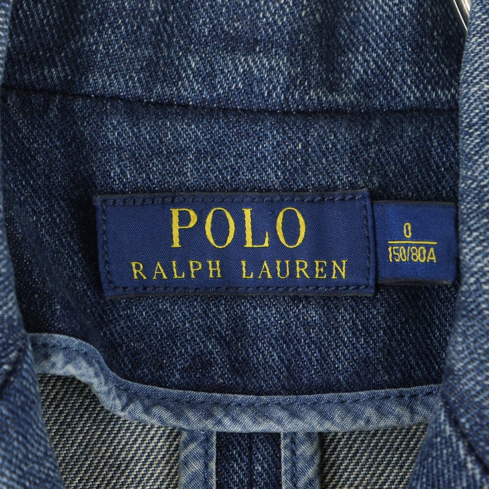 POLO RALPH LAUREN(ポロラルフローレン) エンブレム ワッペンロゴ デニム ダブルブレスト ピークドラペル テーラードジャケット インディゴ 211642993001