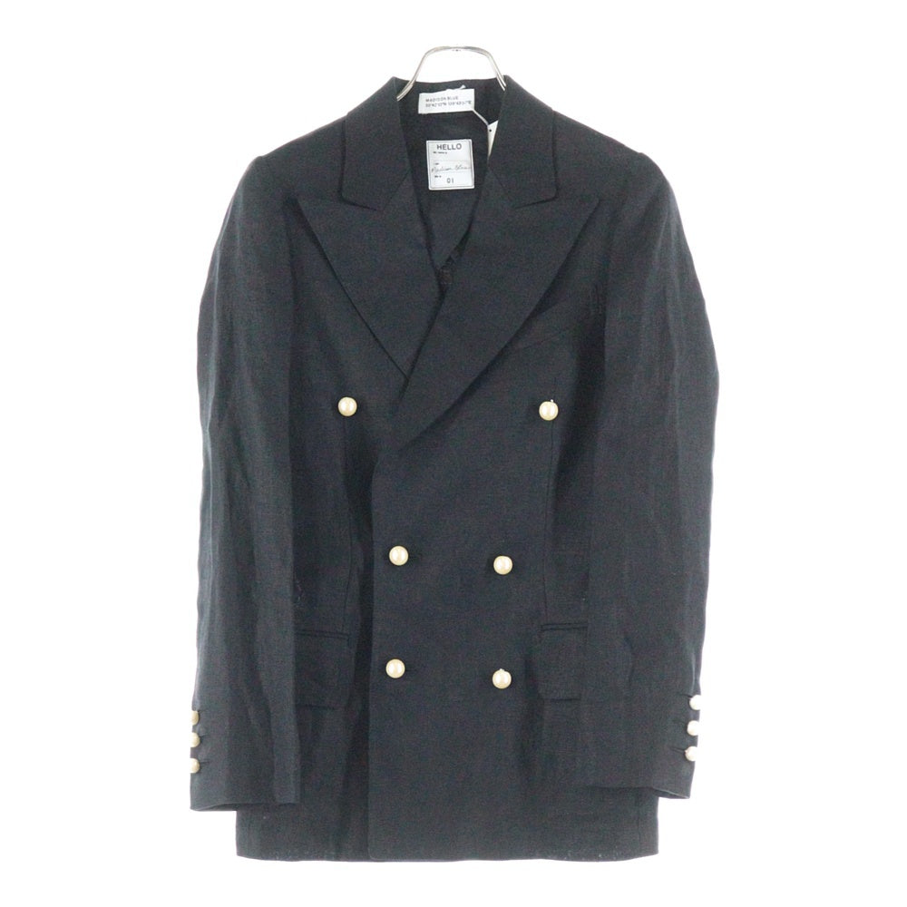 MADISONBLUE(マディソンブルー) セットアップスーツ パールボタン リネン ダブルブレスト ピークドラペル テーラードジャケット センタープレス スラックスパンツ レディース 45132-61-950