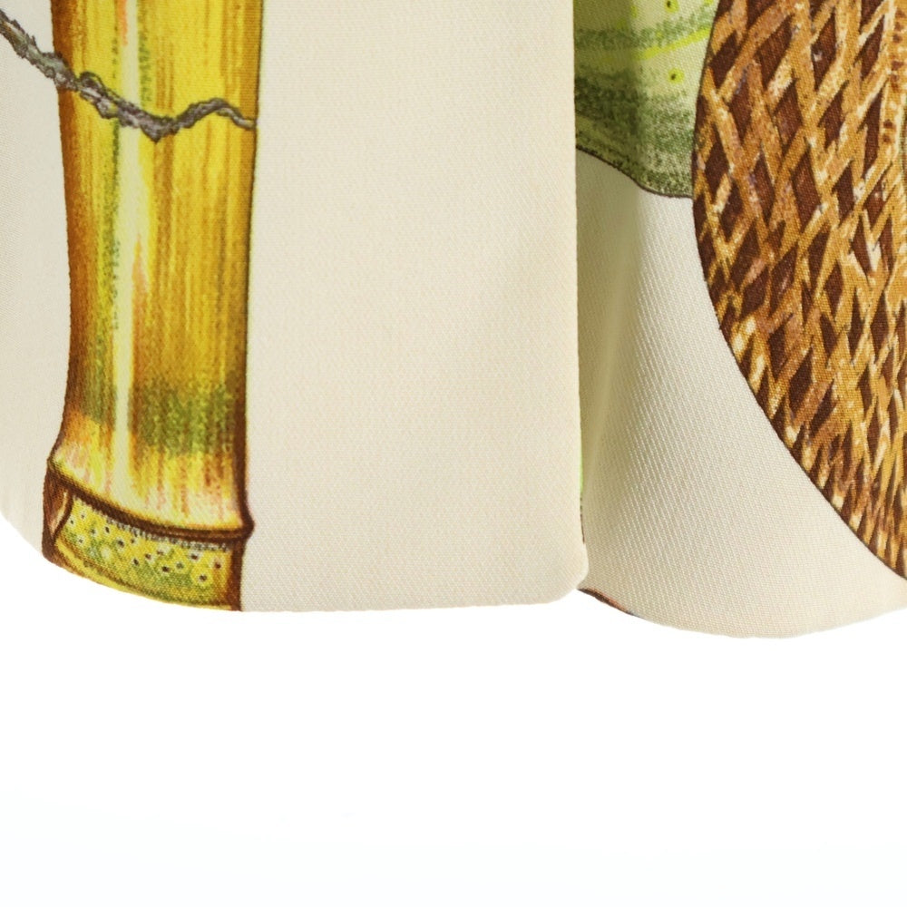 HERMES(エルメス) Hロゴ 馬車柄 セリエボタン ジャガード プリーツカラー 比翼 ロングスリーブ 長袖 シャツ ブラウス ネイビー/ブラウン レディース