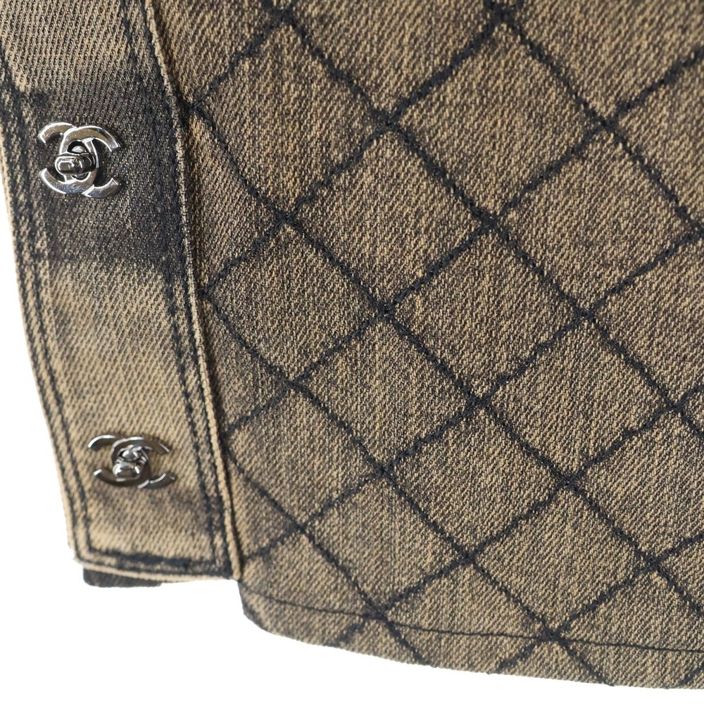 CHANEL(シャネル) ココマーク ターンロック マトラッセ テーパード デニムパンツ ジーンズ ブラウン レディース P38985V28387