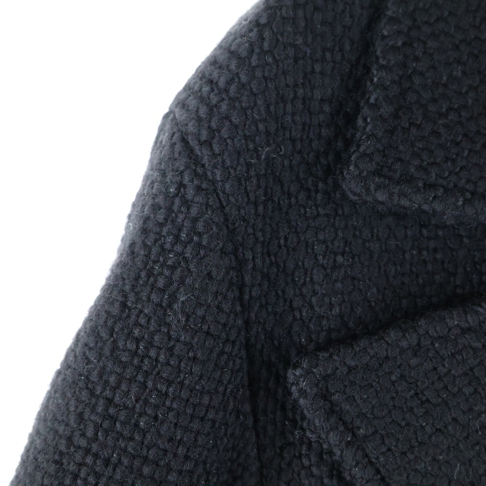 CHANEL(シャネル) ロゴボタン アンゴラ混 ウール ツイード ダブルブレスト ロング コート ブラック P4409V07976