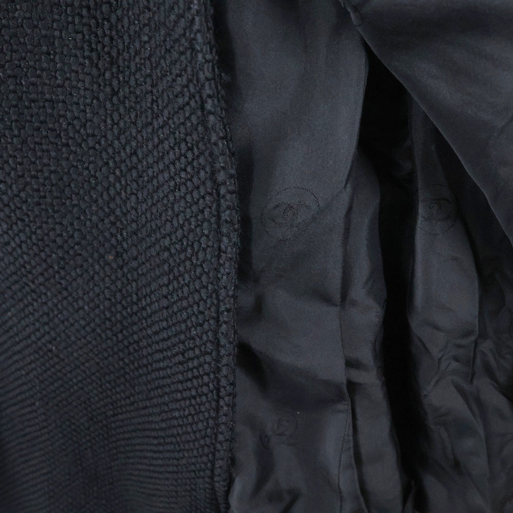 CHANEL(シャネル) ロゴボタン アンゴラ混 ウール ツイード ダブルブレスト ロング コート ブラック P4409V07976