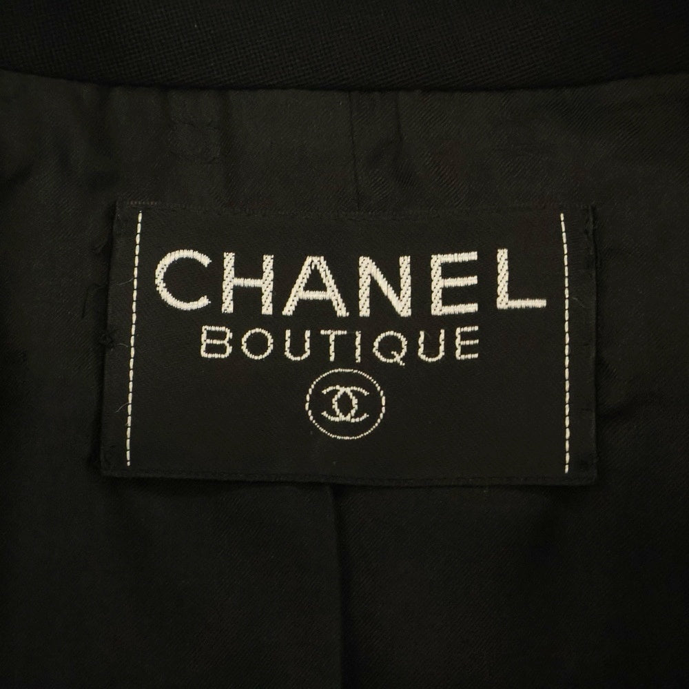 CHANEL(シャネル) ロゴボタン ウール 4B ピークドラペル テーラードジャケット ブラック レディース