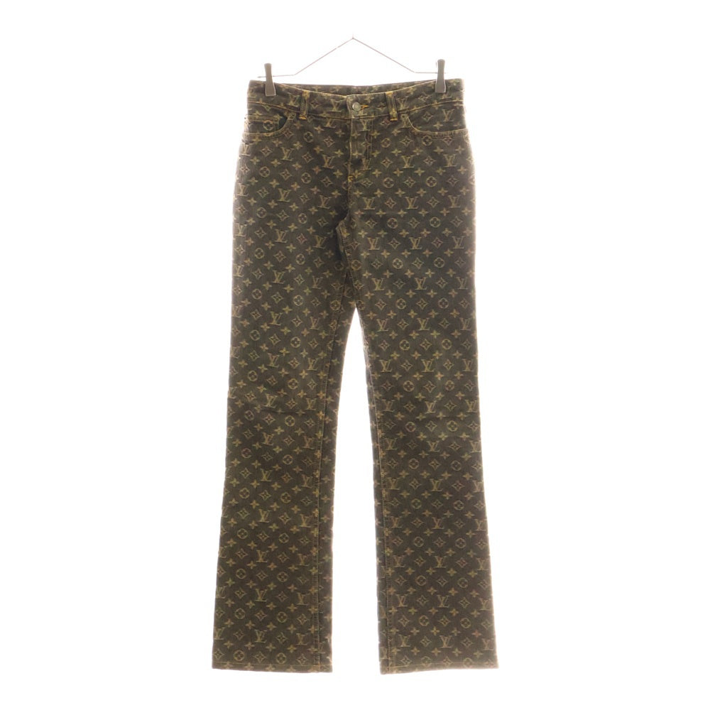 LOUIS VUITTON(ルイヴィトン) 05AW モノグラム 総柄ジャガード ストレートデニムパンツ ジーンズ ブラウン RW052B WHPA10CF7