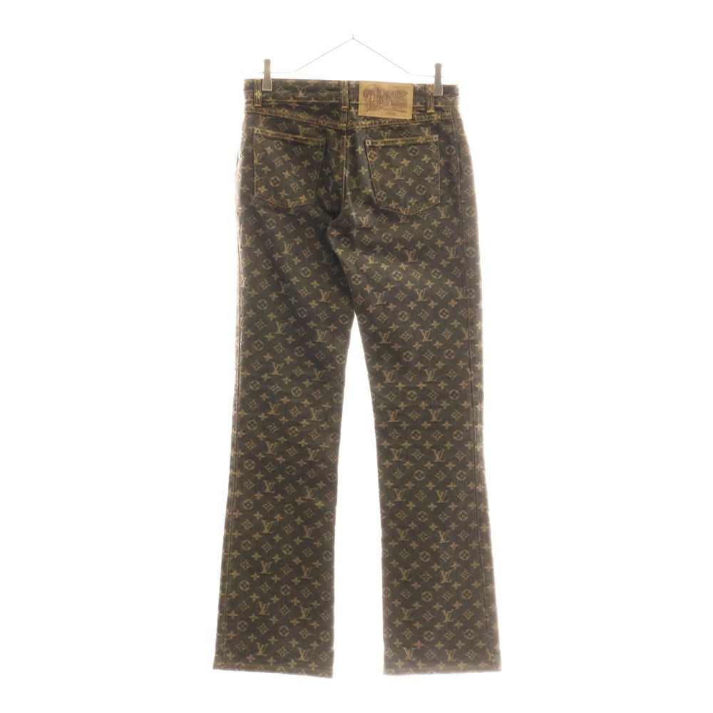 LOUIS VUITTON(ルイヴィトン) 05AW モノグラム 総柄ジャガード ストレートデニムパンツ ジーンズ ブラウン RW052B WHPA10CF7