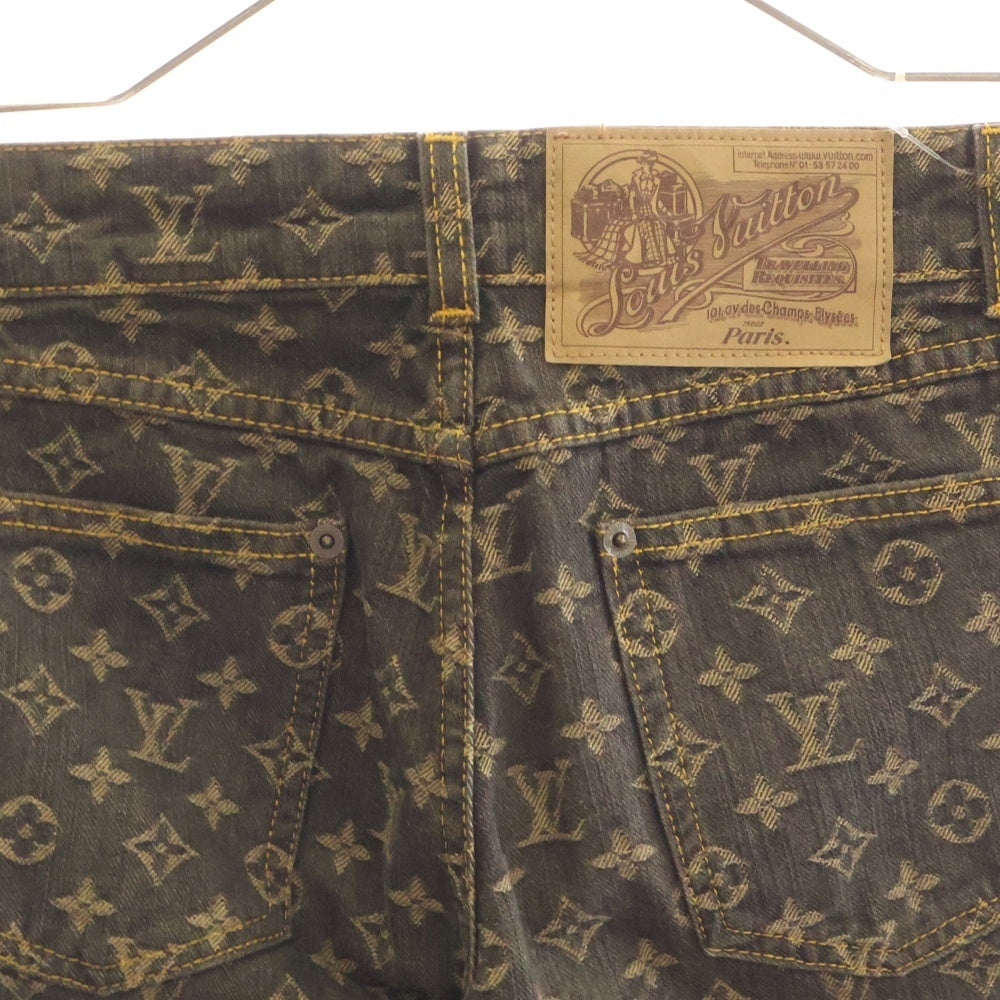 LOUIS VUITTON(ルイヴィトン) 05AW モノグラム 総柄ジャガード ストレートデニムパンツ ジーンズ ブラウン RW052B WHPA10CF7