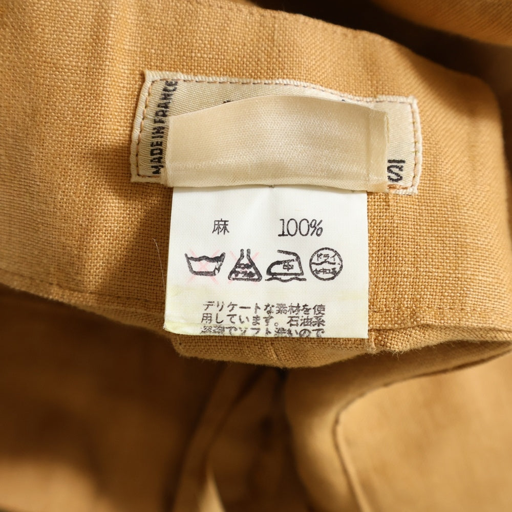 HERMES(エルメス) ロゴ刺繍 ボタン スカート ブラウン コットン レディース