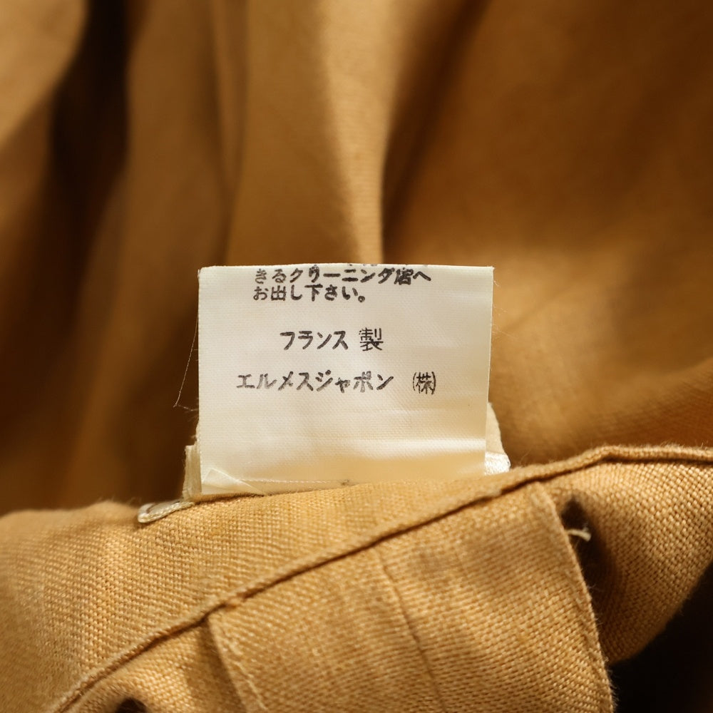 HERMES(エルメス) ロゴ刺繍 ボタン スカート ブラウン コットン レディース