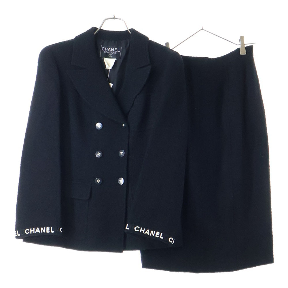 CHANEL BOUTIQUE ダブルブレストジャケット 黒 40 ヴィンテージ CHANEL BOUTIQUE ダブルブレストジャケット 黒 40 ヴィンテージ CHANEL