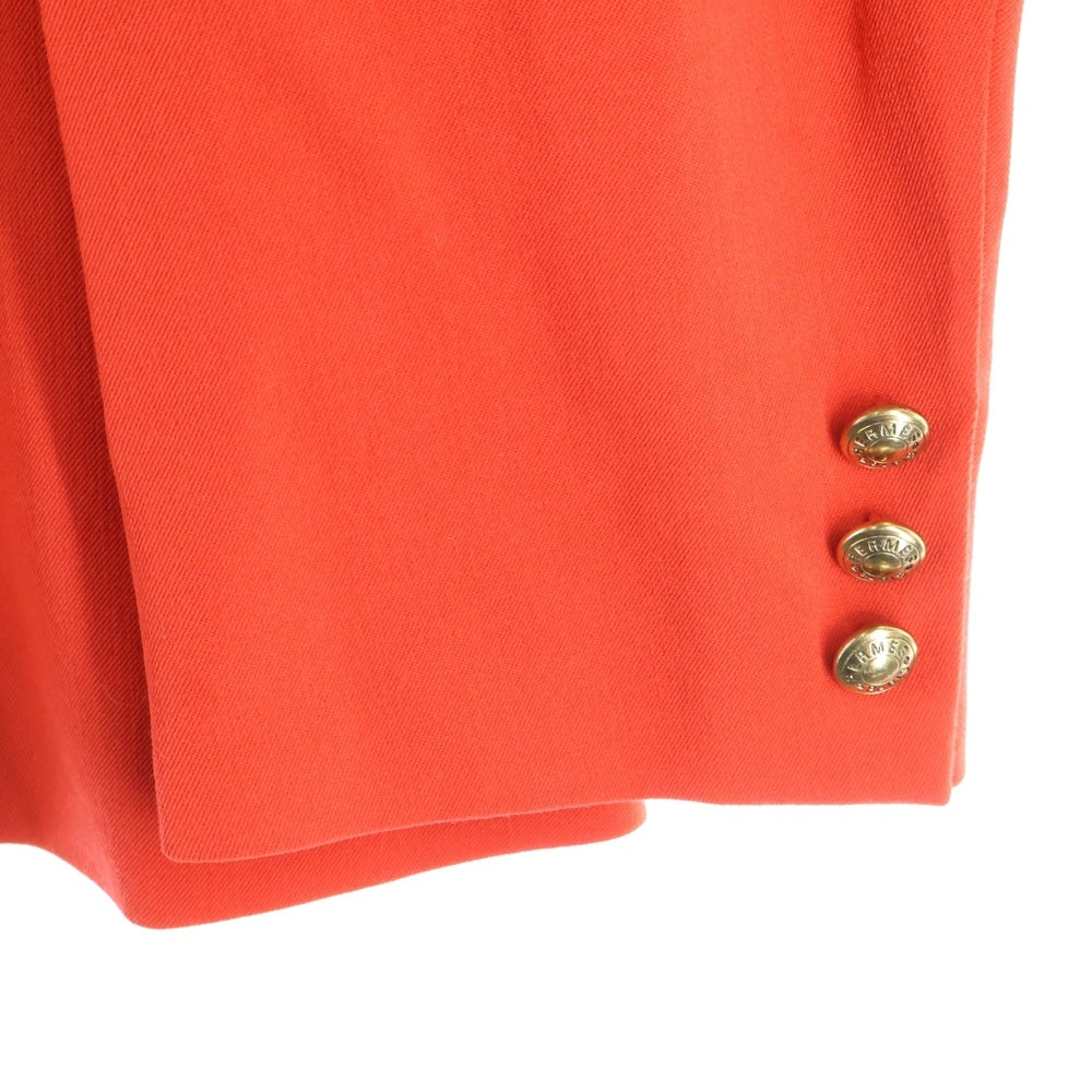 HERMES(エルメス) セリエボタン ベロア切り替え ウール テーラード ジョッキージャケット レッド/ブラック レディース