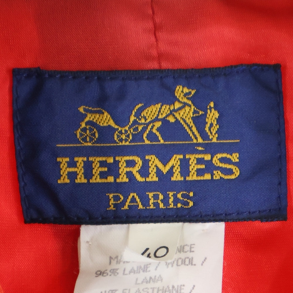 HERMES(エルメス) セリエボタン ベロア切り替え ウール テーラード ジョッキージャケット レッド/ブラック レディース