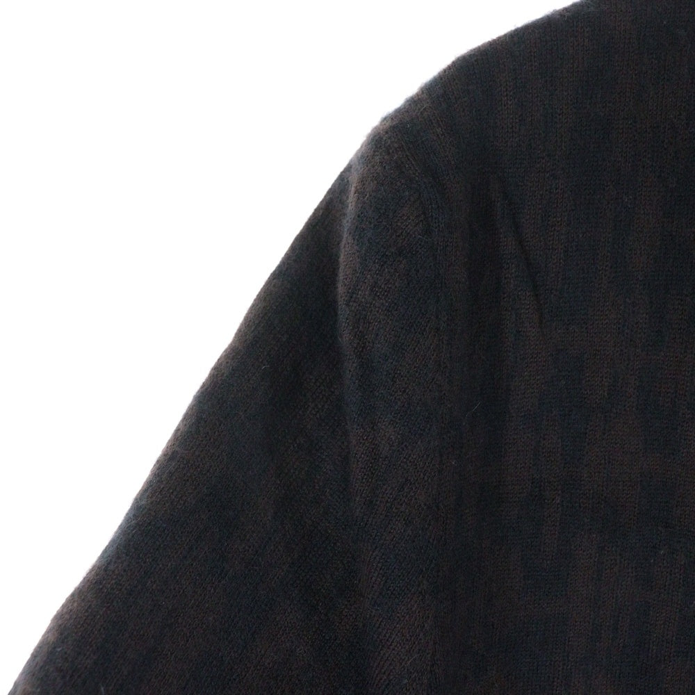 HERMES(エルメス) Hロゴ総柄ジャガード カシミヤ クルーネック ニット カーディガン ブラウン レディース