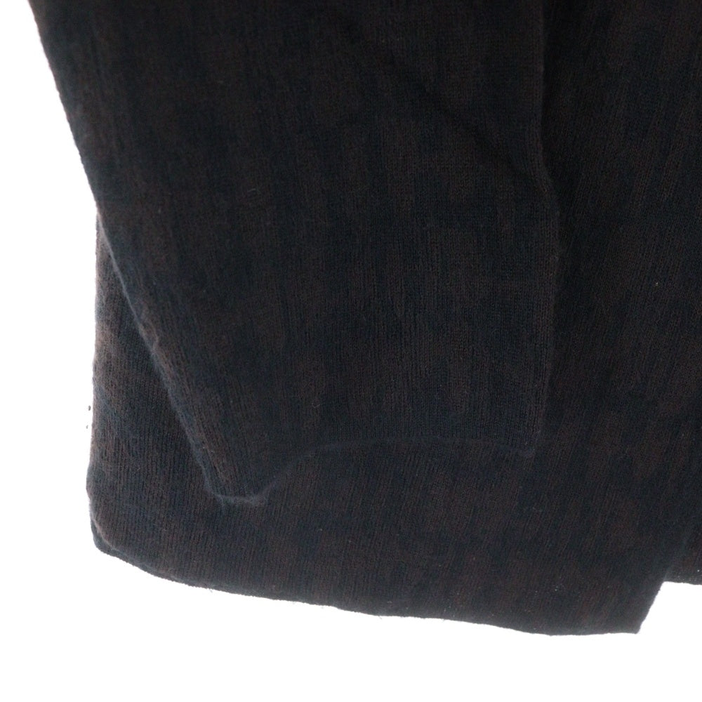 HERMES(エルメス) Hロゴ総柄ジャガード カシミヤ クルーネック ニット カーディガン ブラウン レディース