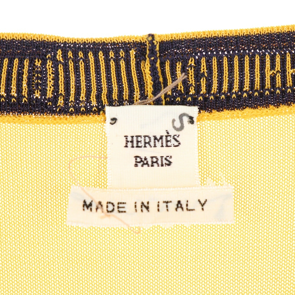 HERMES(エルメス) シェーヌダンクル バックルボタン バイカラー レーヨンニット カーディガン イエロー/ネイビー レディース