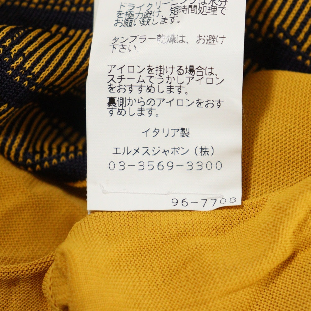 HERMES(エルメス) シェーヌダンクル バックルボタン バイカラー レーヨンニット カーディガン イエロー/ネイビー レディース