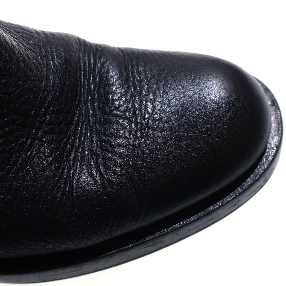 GUCCI(グッチ) インターロッキングG ロゴ エンボス レザー ロングブーツ ブラック レディース 296093