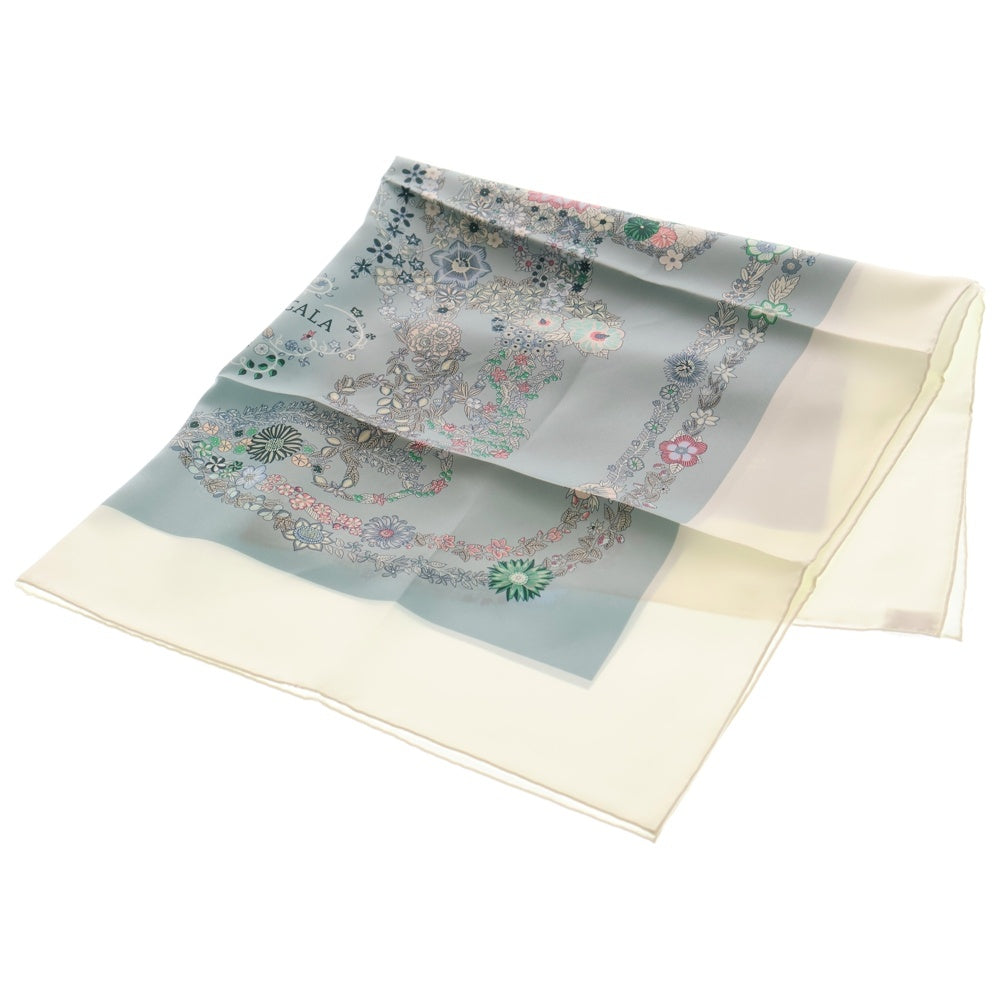 HERMES(エルメス) カレ90 Bride de gala en fleurs ブリッド・ドゥ・ガラ・アン・フルール ブルー シルク スカーフ