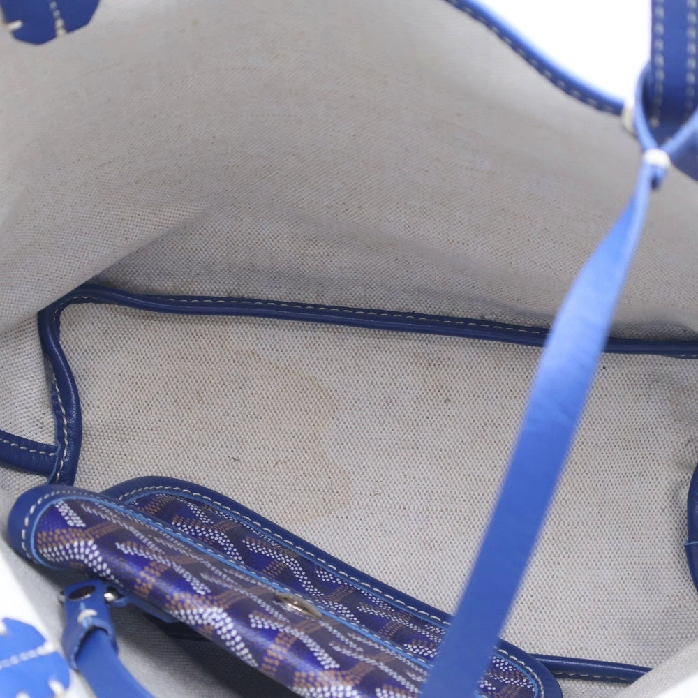 GOYARD(ゴヤール) サンルイ ジュニア ポーチ付ミニトートバッグ レザーハンドバッグ ブルー