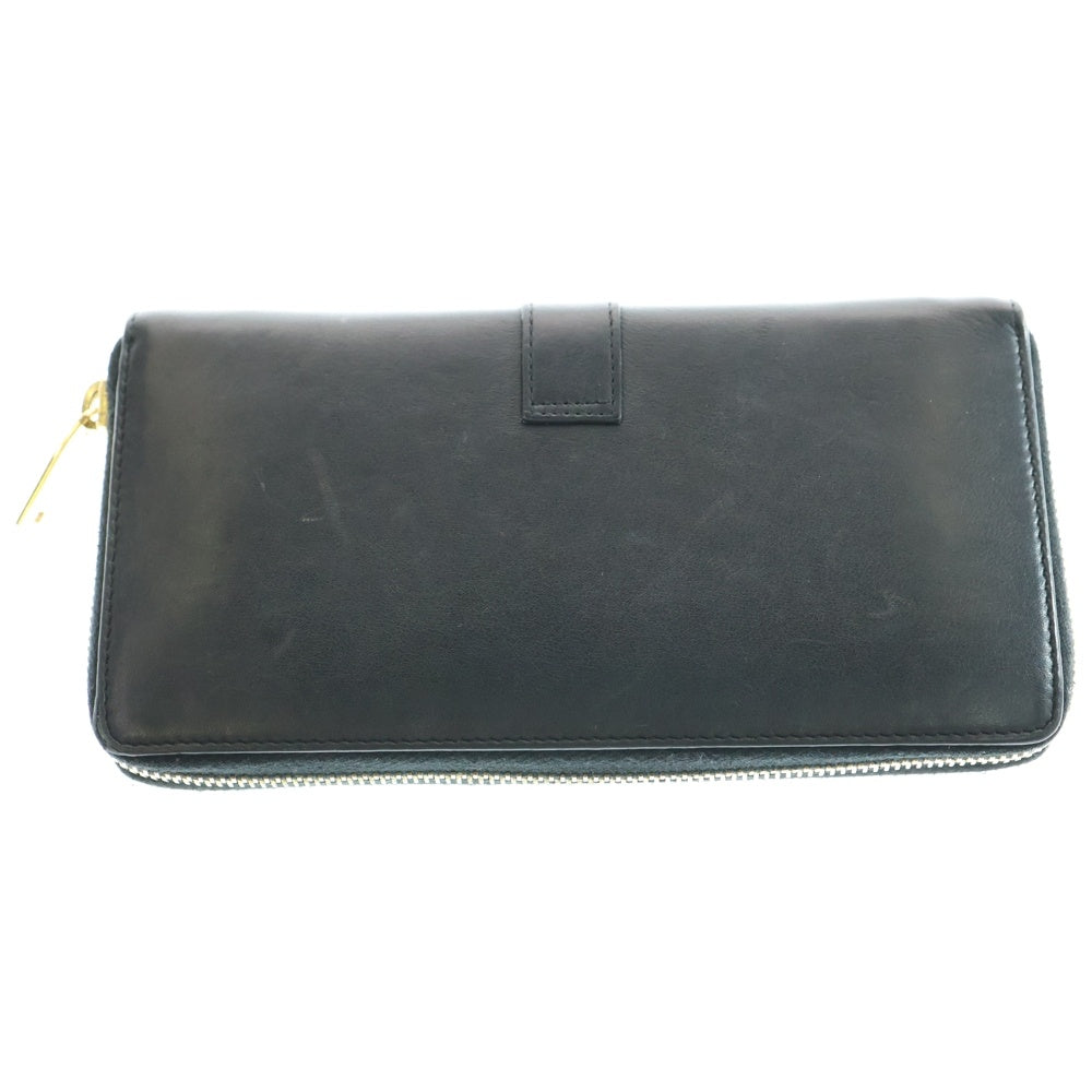 SAINT LAURENT PARIS(サンローランパリ) カサンドラ ラウンドファスナーレザーロングウォレット 長財布 ブラック/ゴールド