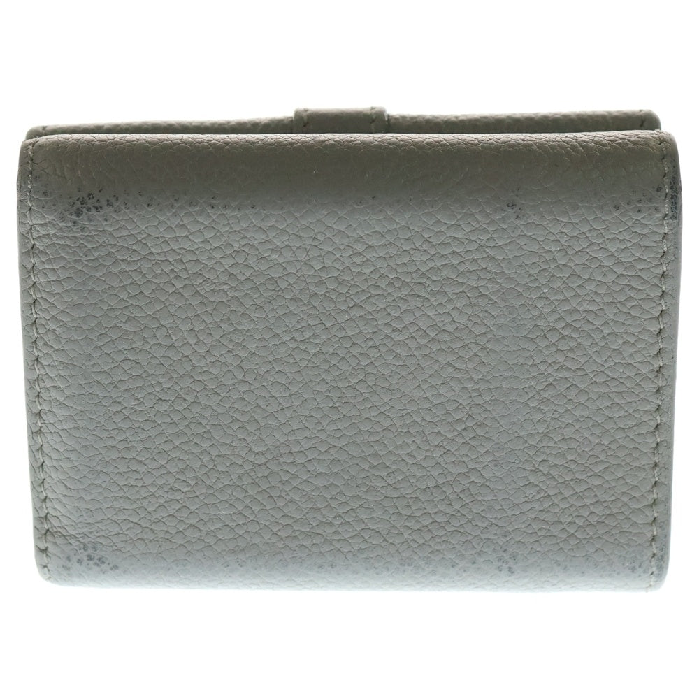 SAINT LAURENT PARIS(サンローランパリ) コンパクトウォレット 三つ折り財布 コインケース グレージュ レザー ゴールド金具