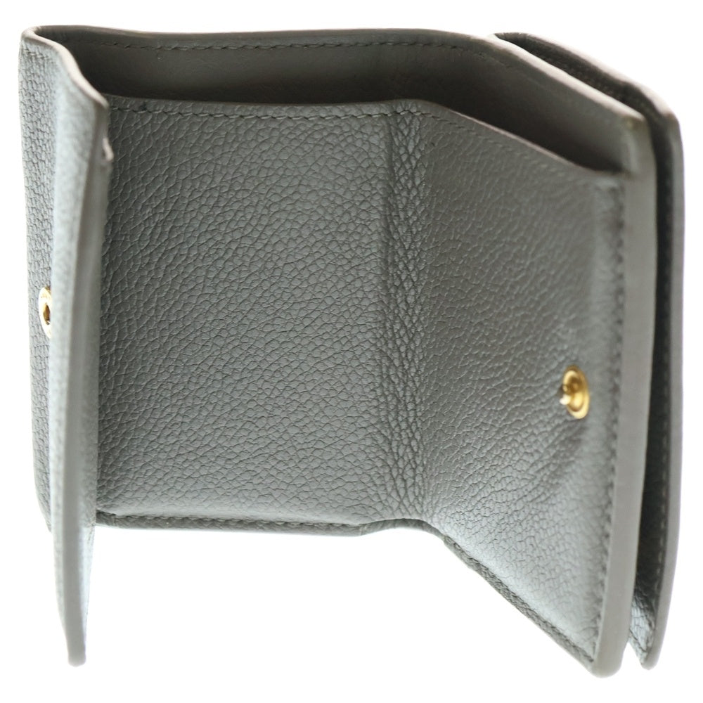 SAINT LAURENT PARIS(サンローランパリ) コンパクトウォレット 三つ折り財布 コインケース グレージュ レザー ゴールド金具