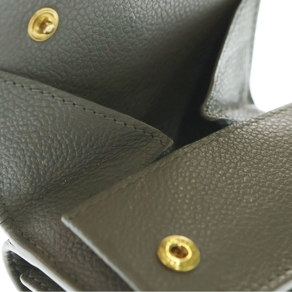 SAINT LAURENT PARIS(サンローランパリ) コンパクトウォレット 三つ折り財布 コインケース グレージュ レザー ゴールド金具