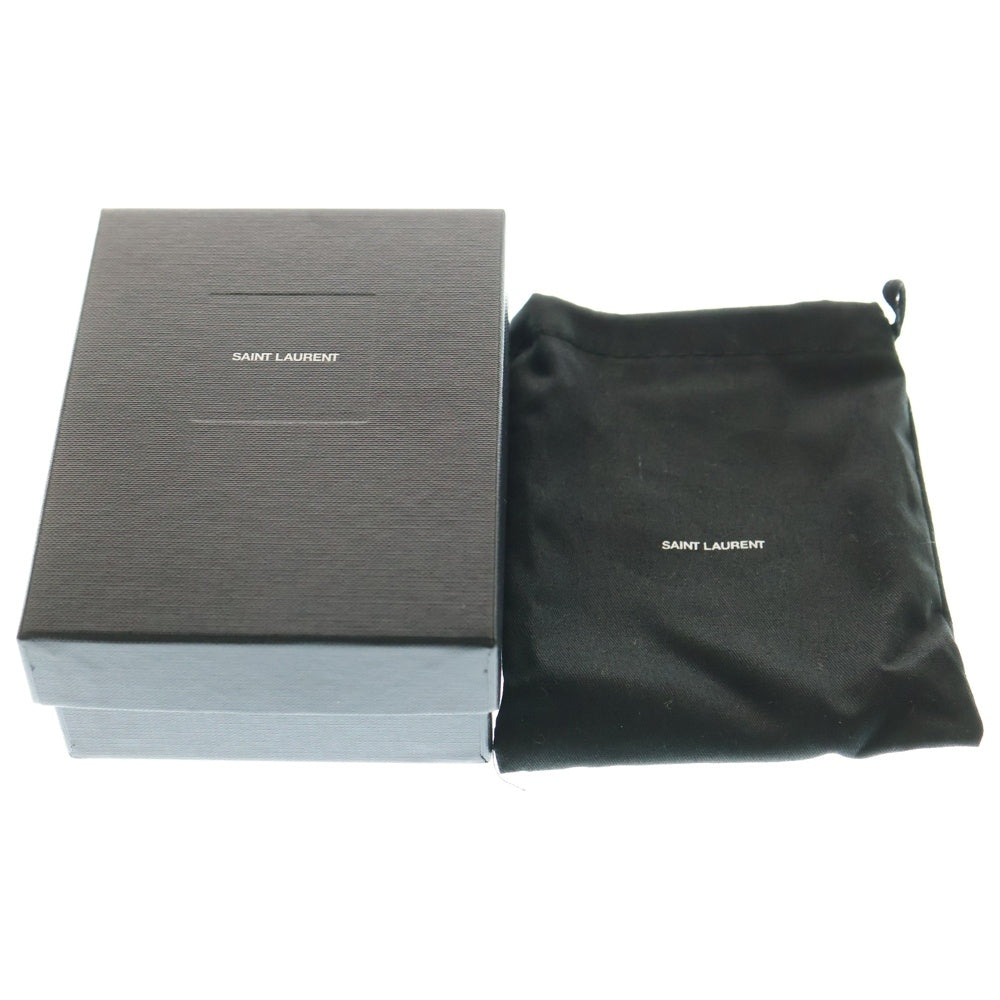 SAINT LAURENT PARIS(サンローランパリ) コンパクトウォレット 三つ折り財布 コインケース グレージュ レザー ゴールド金具