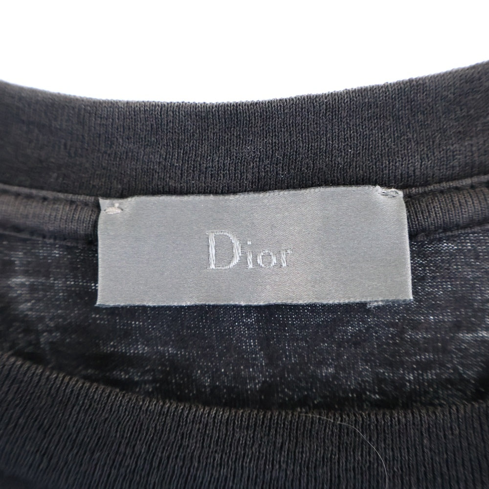 Dior HOMME(ディオールオム) 18SS ローズ 薔薇 フォトグラフィック ロゴプリント クルーネック 半袖Tシャツ カットソー ブラック 733J603I6312