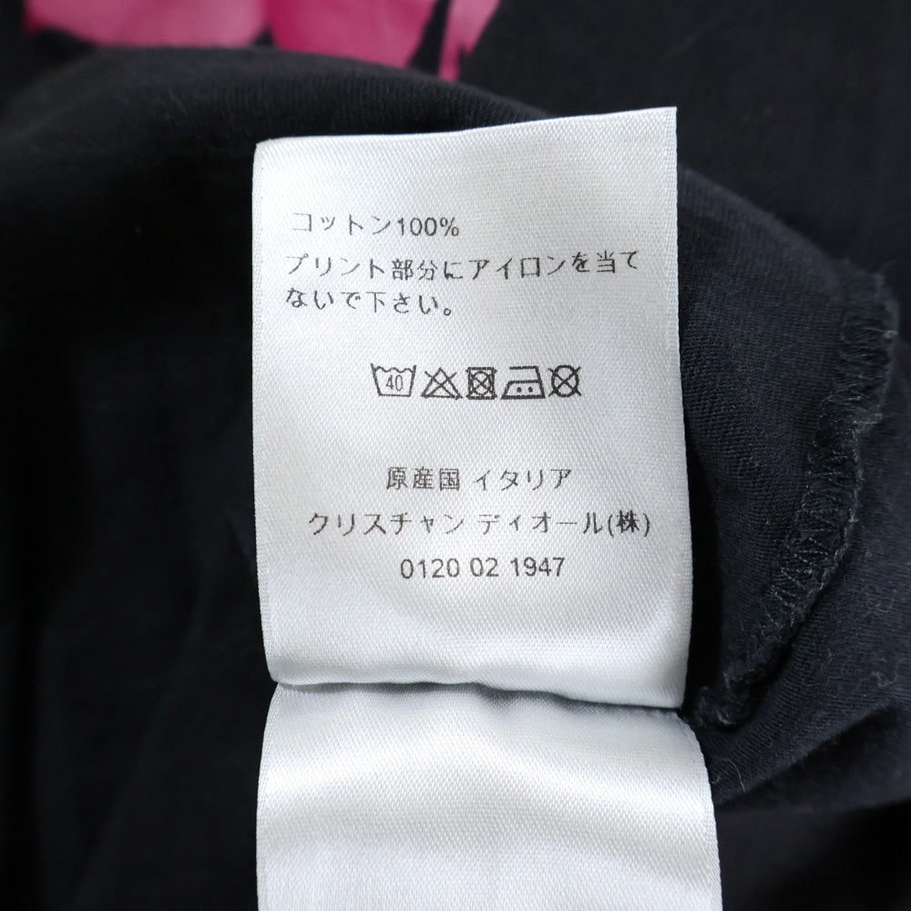 Dior HOMME(ディオールオム) 18SS ローズ 薔薇 フォトグラフィック ロゴプリント クルーネック 半袖Tシャツ カットソー ブラック 733J603I6312