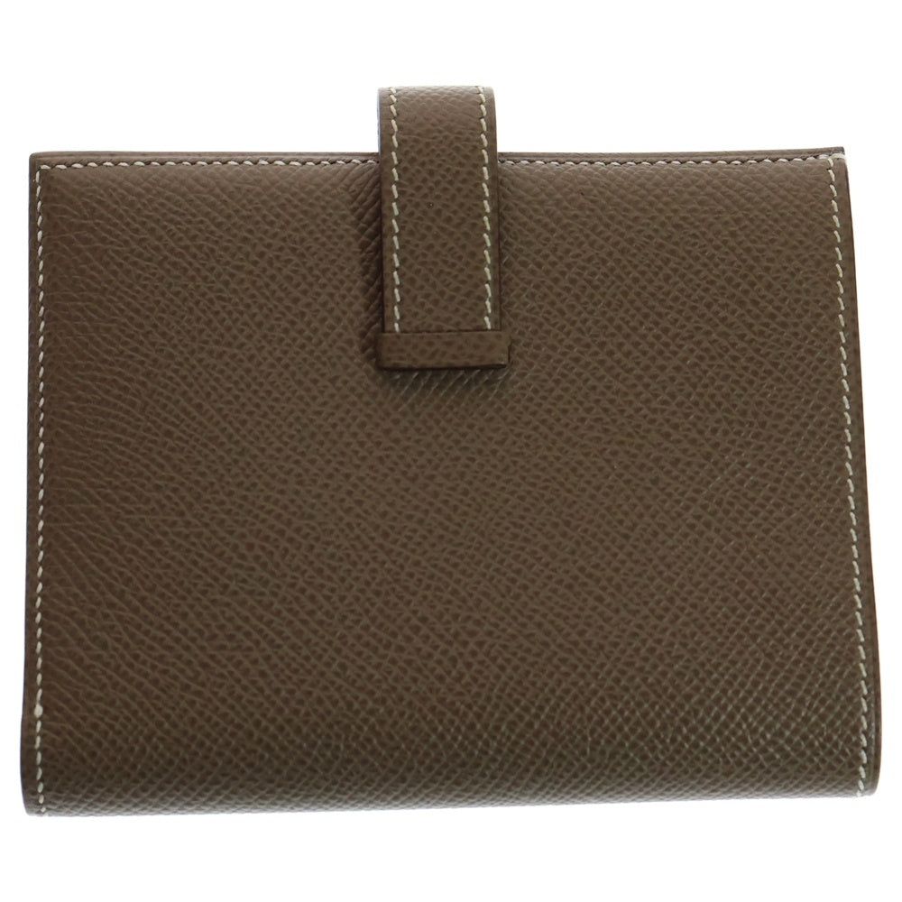 HERMES(エルメス) ベアンコンパクト エプソン レザーコンパクトウォレット 二つ折り財布 エトゥープ ベージュ SV金具 W刻印