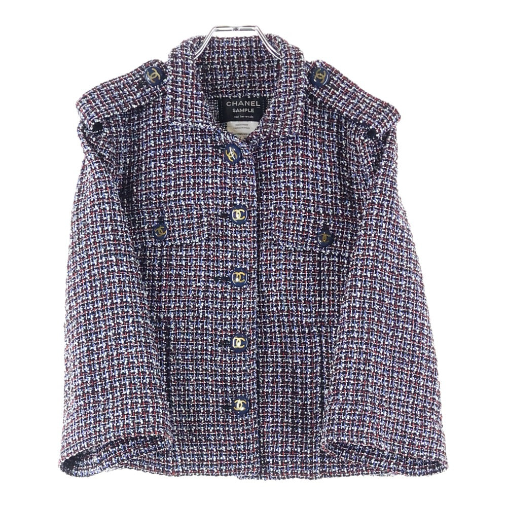 CHANEL(シャネル) ココマーク ココボタン エポレット付ショート丈ツイードジャケット マルチカラー サンプル品 P53398V40046 MIB969