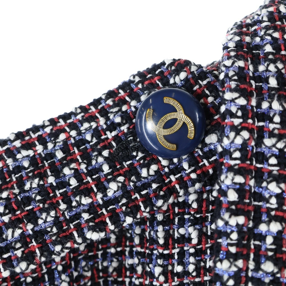 CHANEL(シャネル) ココマーク ココボタン エポレット付ショート丈ツイードジャケット マルチカラー サンプル品 P53398V40046 MIB969