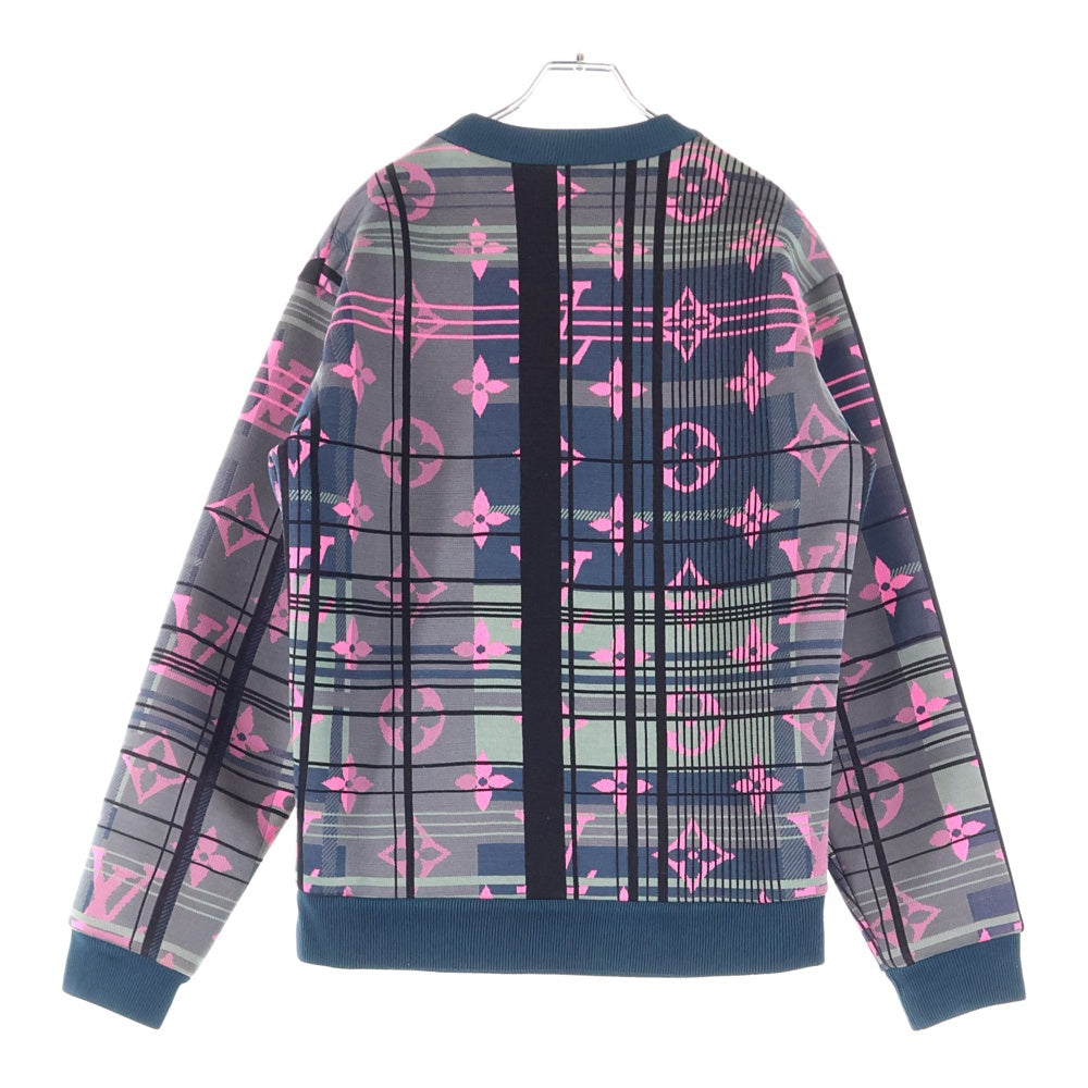 LOUIS VUITTON(ルイヴィトン) Monogram Jacquard Crewneck モノグラムジャガードスウェット 長袖トレーナー グリーン/ピンク HKY75WZRW