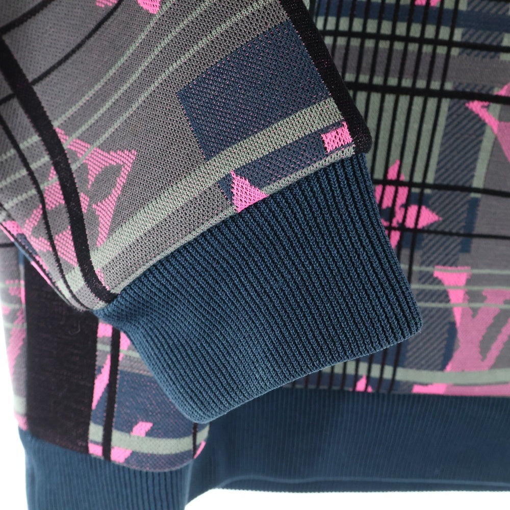 LOUIS VUITTON(ルイヴィトン) Monogram Jacquard Crewneck モノグラムジャガードスウェット 長袖トレーナー グリーン/ピンク HKY75WZRW