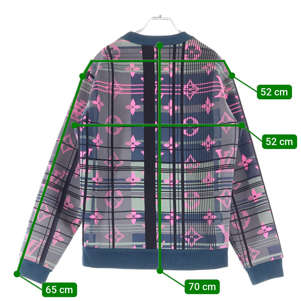LOUIS VUITTON(ルイヴィトン) Monogram Jacquard Crewneck モノグラムジャガードスウェット 長袖トレーナー グリーン/ピンク HKY75WZRW