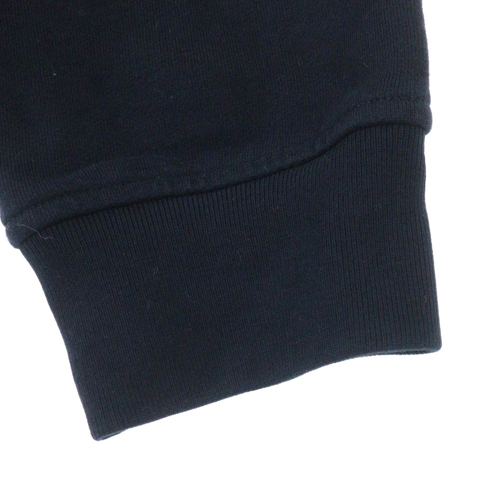 HERMES(エルメス) レザーパッチ ステッチデザイン プルオーバースウェットパーカー フーディー ネイビー