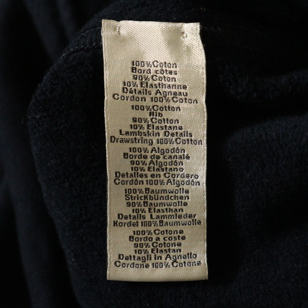 HERMES(エルメス) レザーパッチ ステッチデザイン プルオーバースウェットパーカー フーディー ネイビー