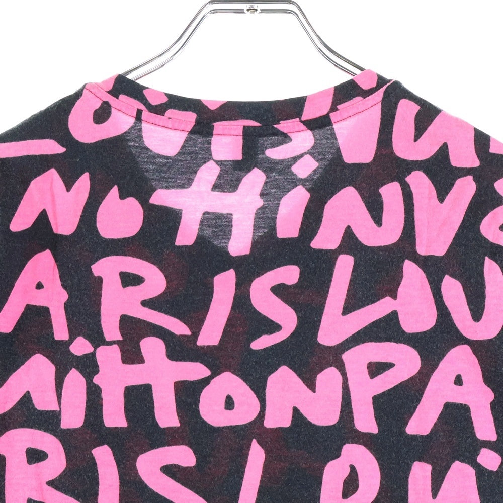 LOUIS VUITTON(ルイヴィトン) 09SS グラフティ Vネックロゴプリント半袖Tシャツ カットソー ブラック/ピンク RW091T WOTS09JES