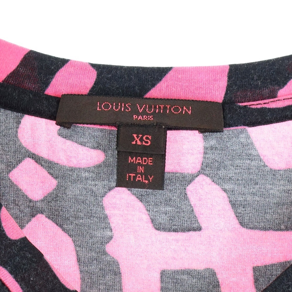 LOUIS VUITTON(ルイヴィトン) 09SS グラフティ Vネックロゴプリント半袖Tシャツ カットソー ブラック/ピンク RW091T WOTS09JES